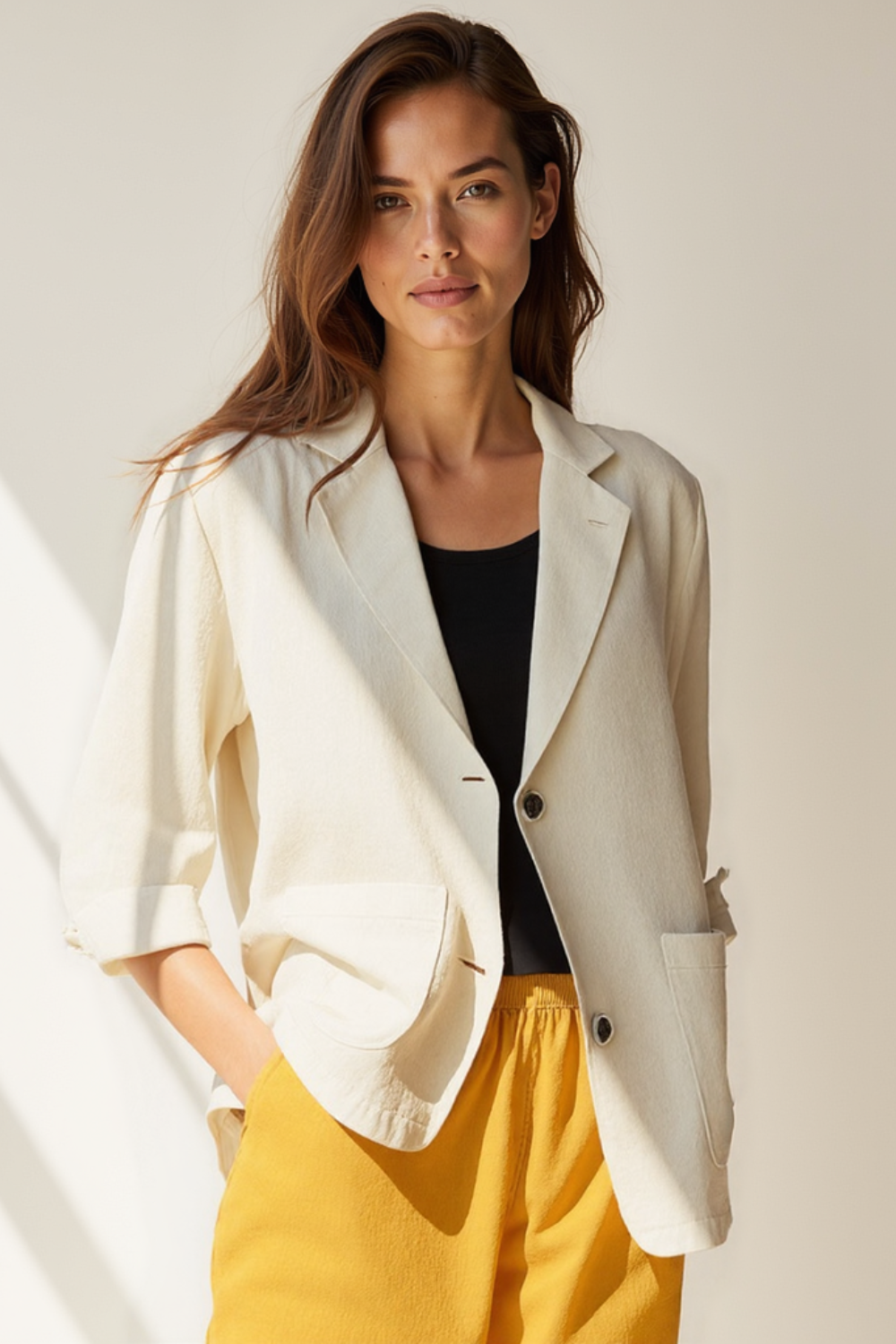 Veste Légère Femme | Coton-Lin Naturel | Style Décontracté Chic