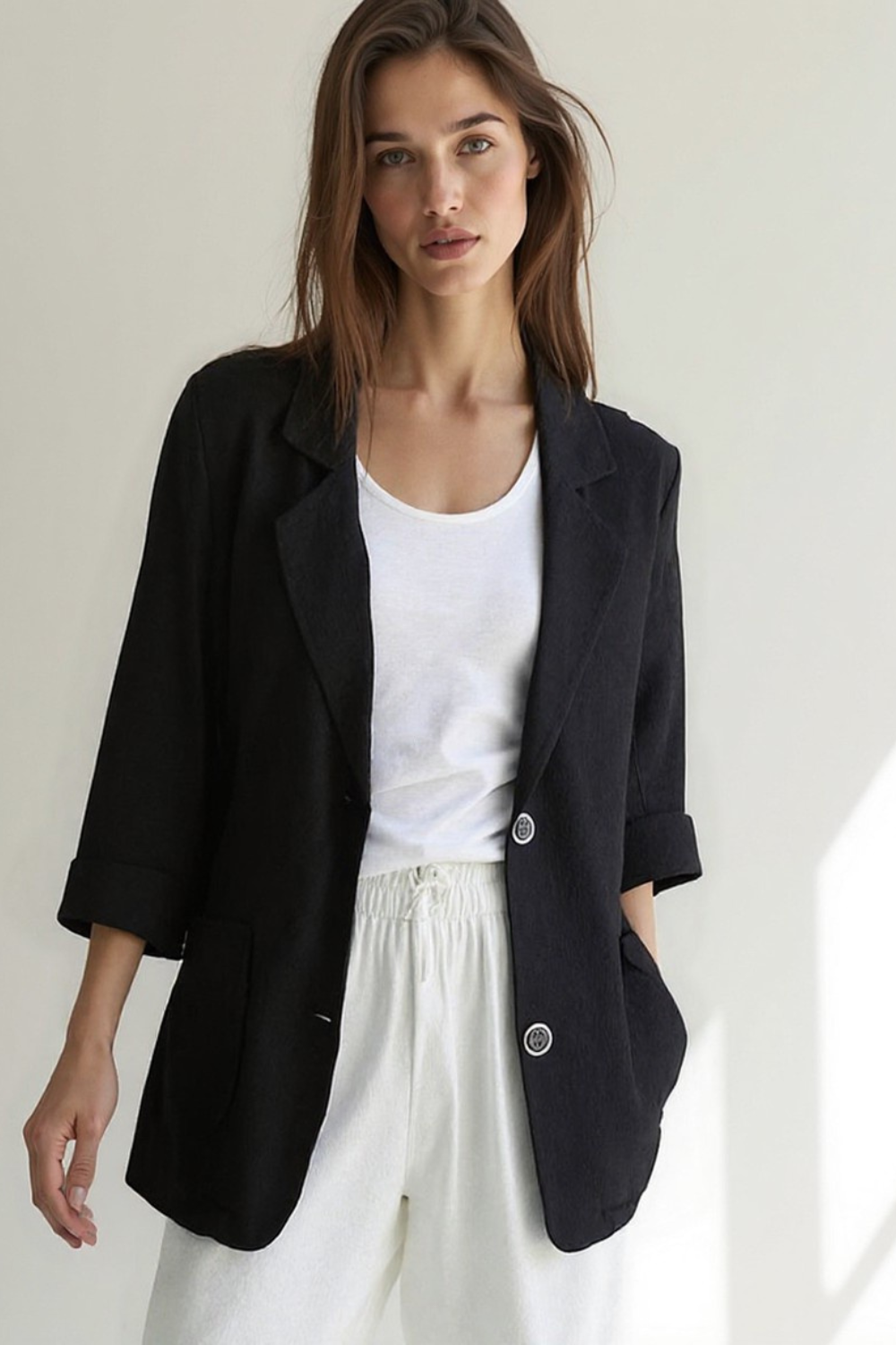 Veste Légère Femme | Coton-Lin Naturel | Style Décontracté Chic