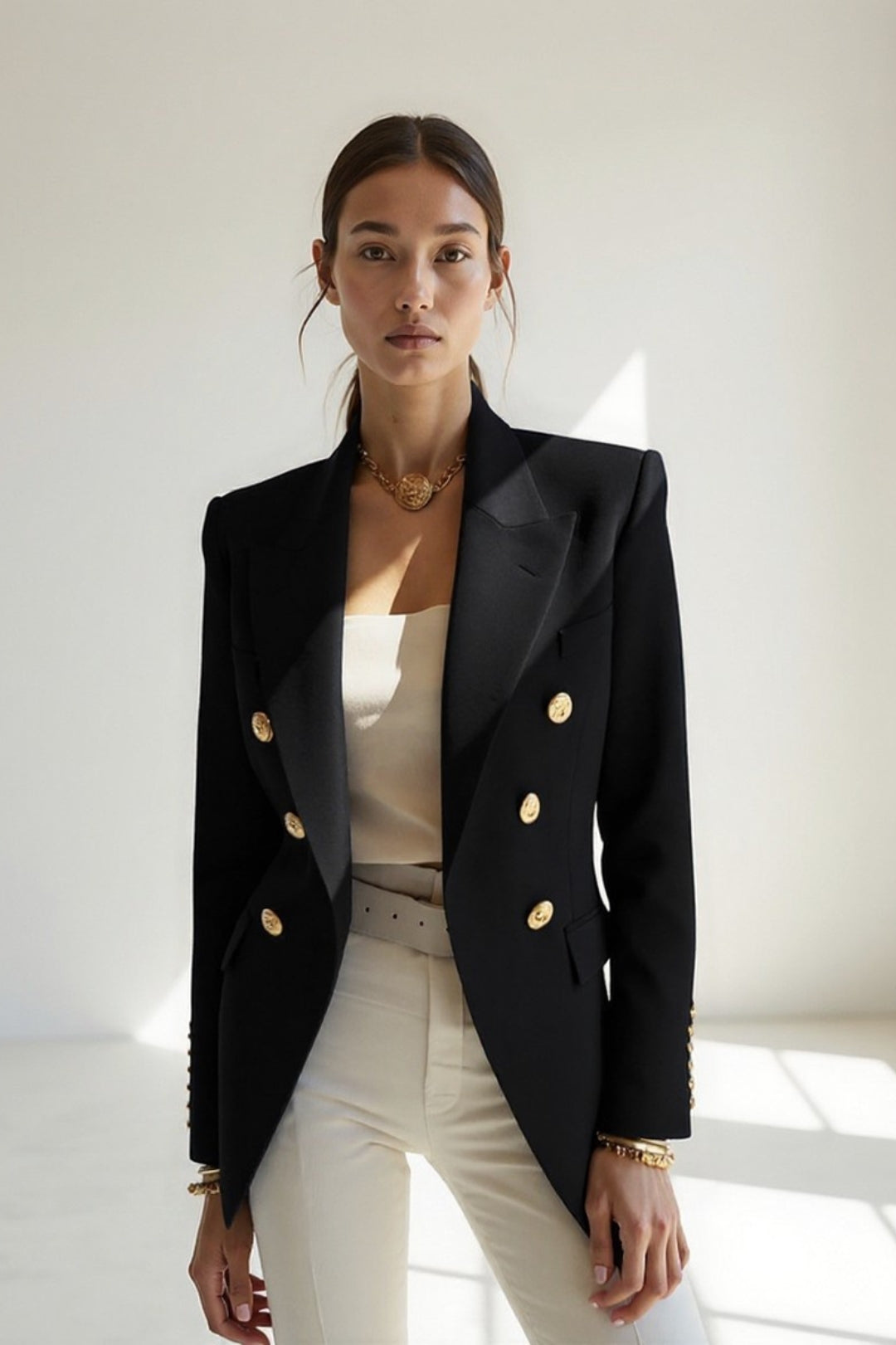 Blazer Femme | Coupe Cintrée et Élégance Classique | Disponible en Blanc, Noir et Bleu Marine