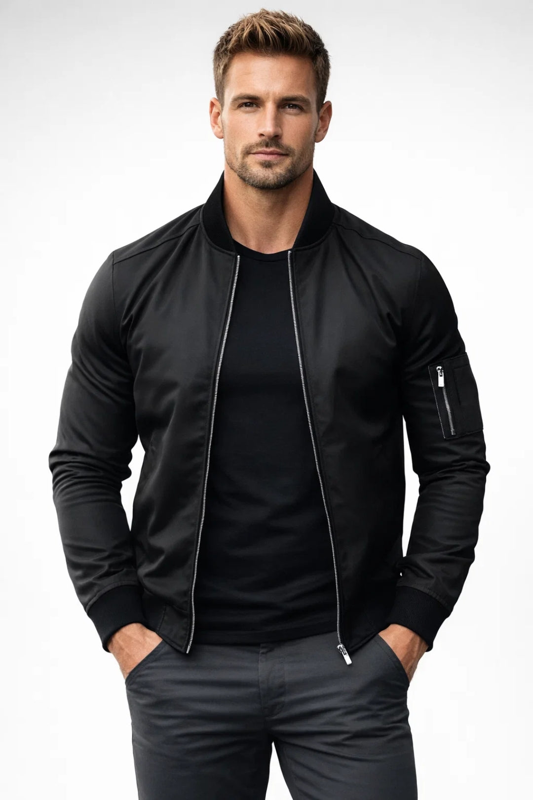 Blouson Homme | veste légère & bomber urbain | col teddy zippé pour Printemps