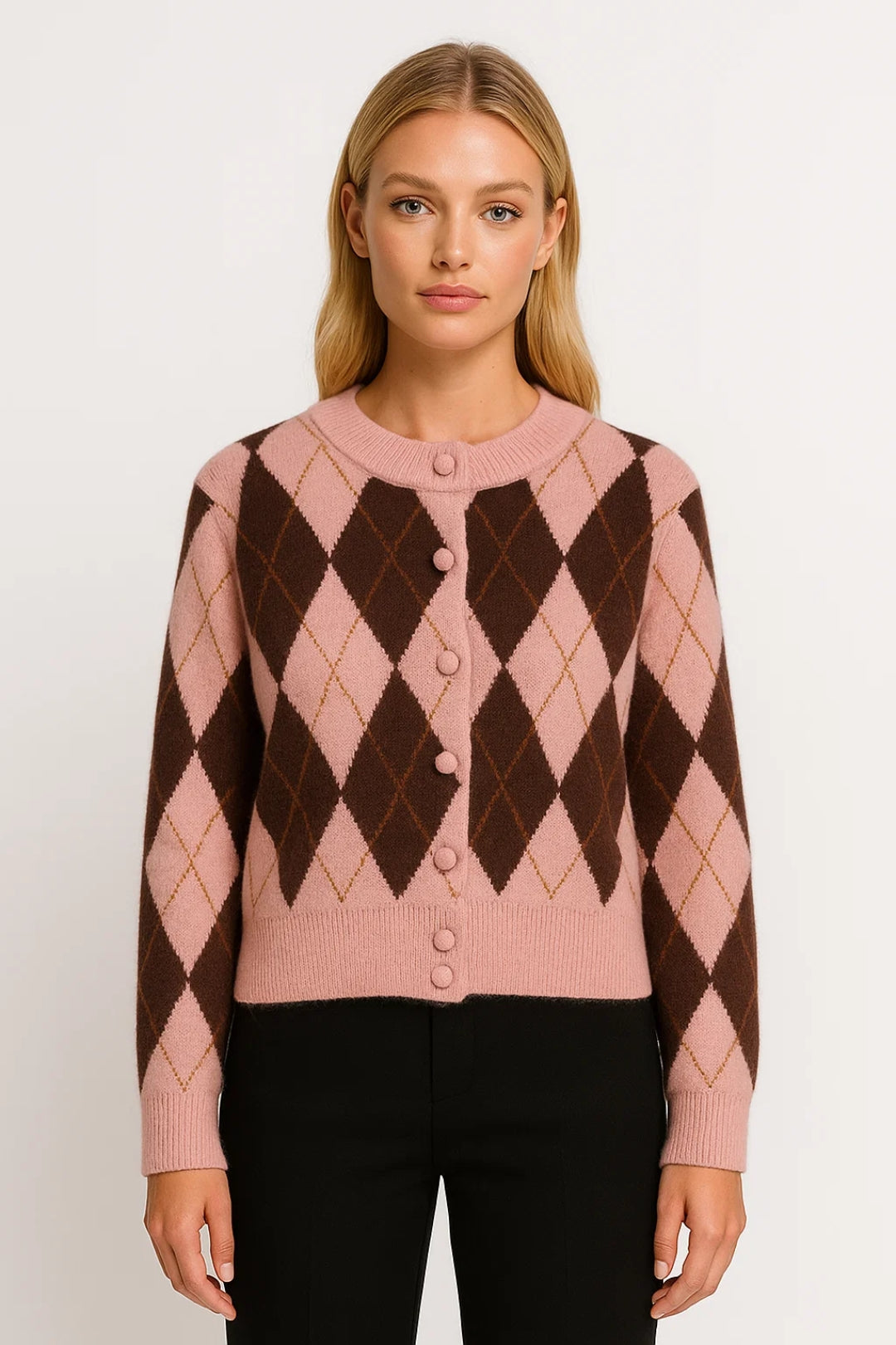 Cardigan à Losanges | Gilet femme | Chaud et Rétro