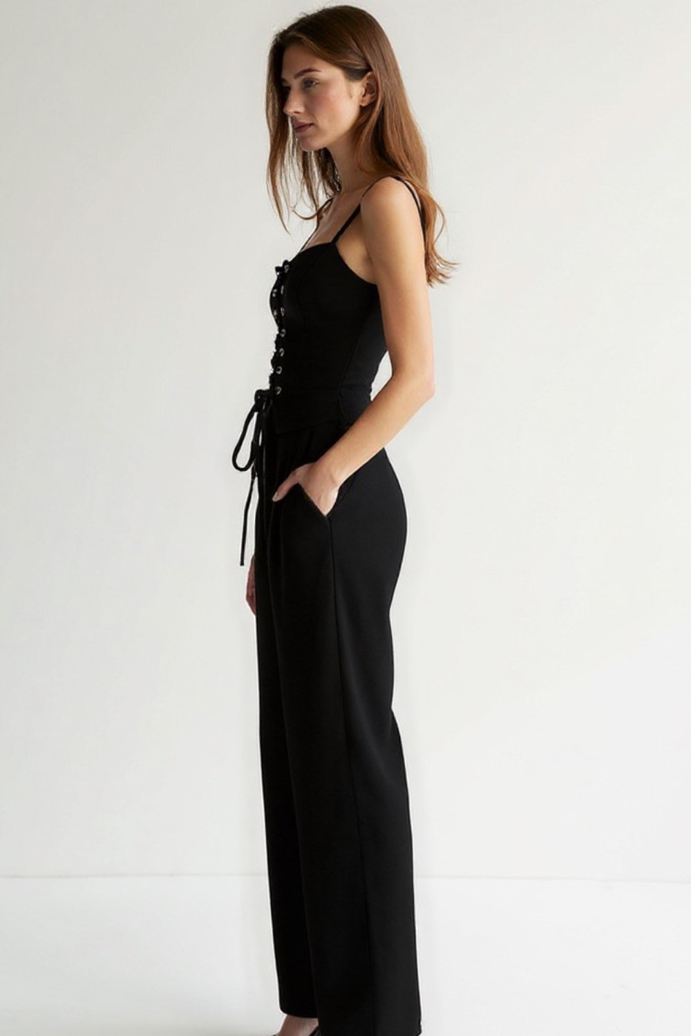 Ensemble Femme Bustier Lacé | Pantalon Fluide Taille Haute | Élégance Naturelle