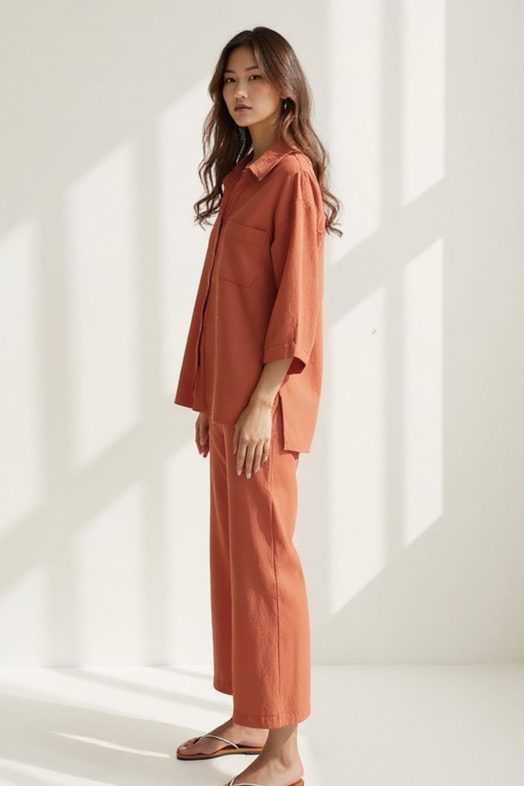 Ensemble Chemise et Pantalon Large | Lin Léger | Confort et Élégance