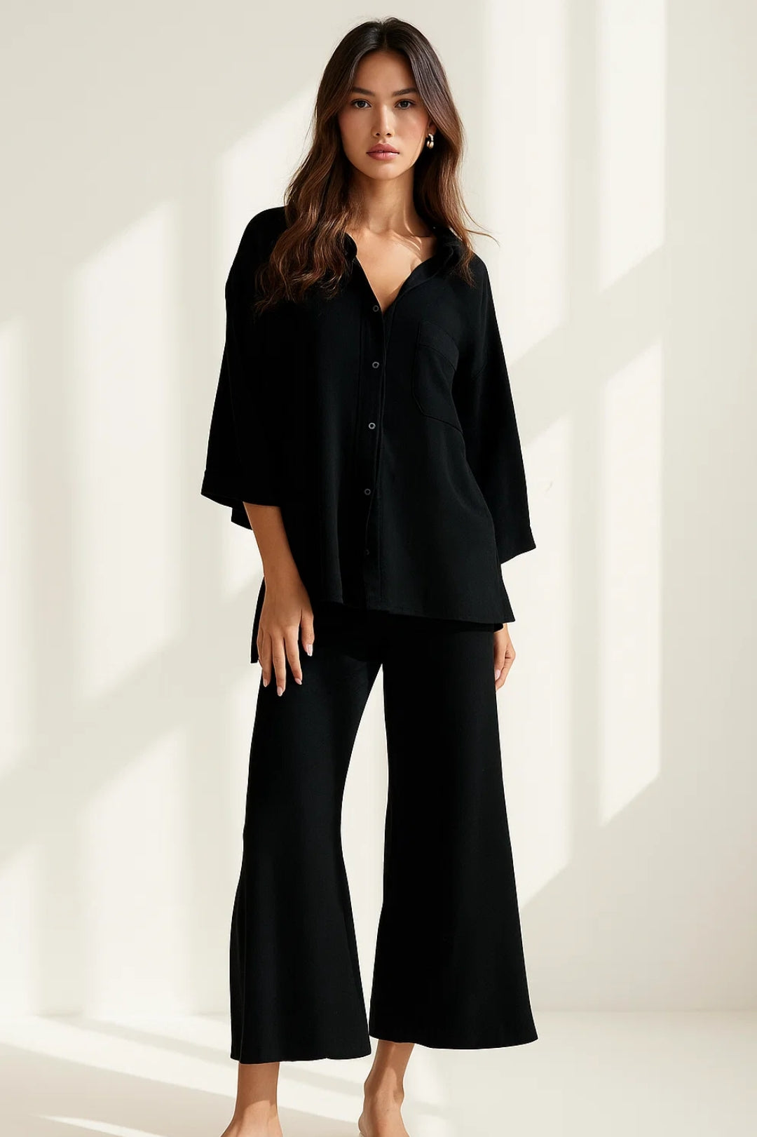 Ensemble Chemise et Pantalon Large | Lin Léger | Confort et Élégance