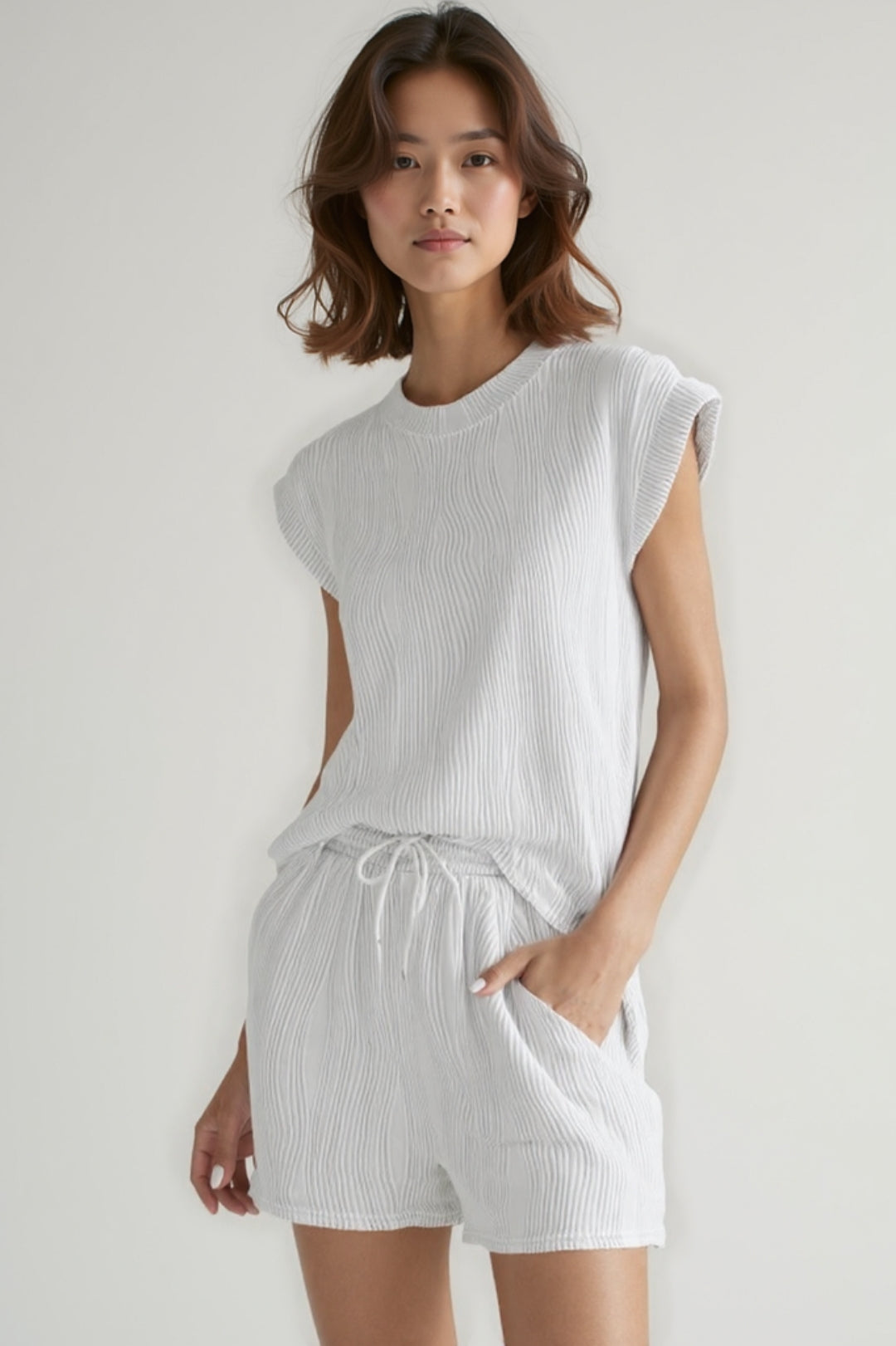 Ensemble Débardeur et Short | Tissu Gaufré Léger | Confort Estival