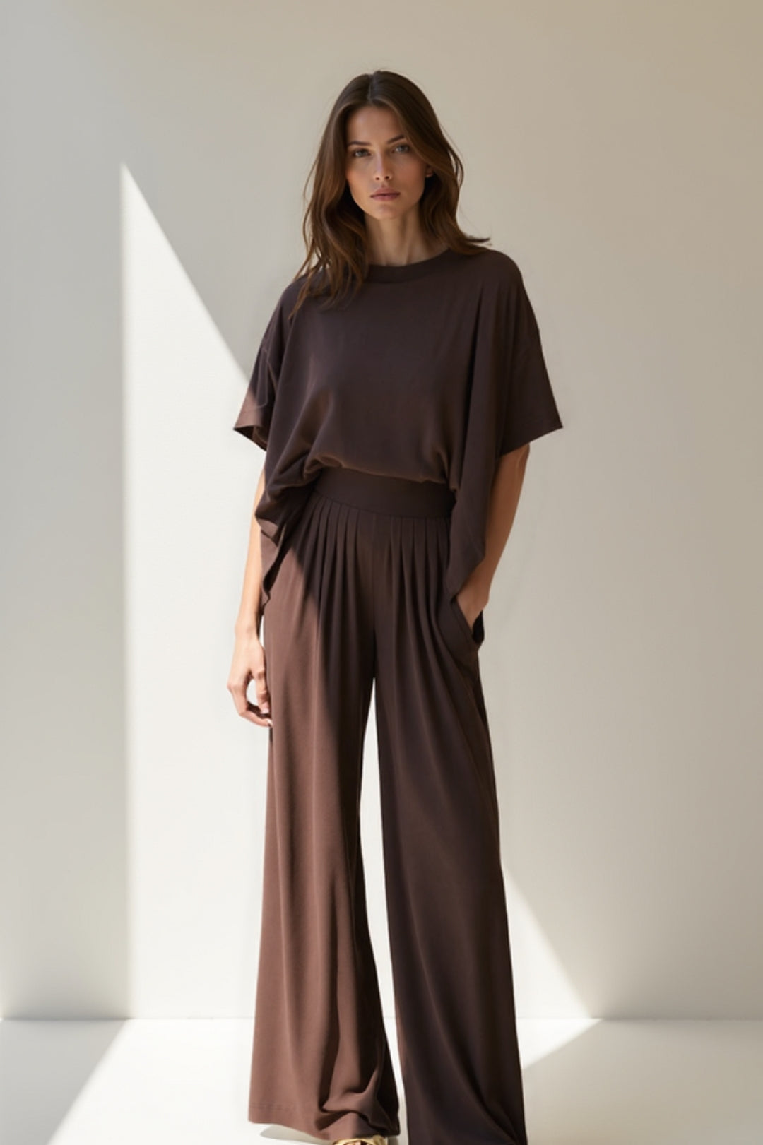Ensemble Décontracté Deux Pièces | Haut Oversize & Pantalon Plissé | Confort Élégant