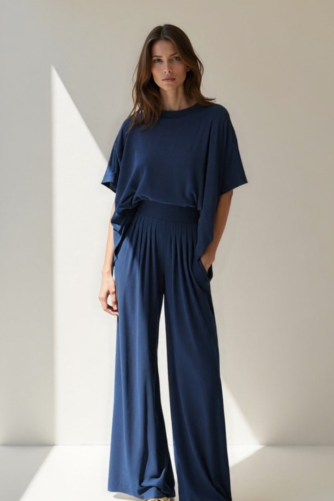 Ensemble Décontracté Deux Pièces | Haut Oversize & Pantalon Plissé | Confort Élégant
