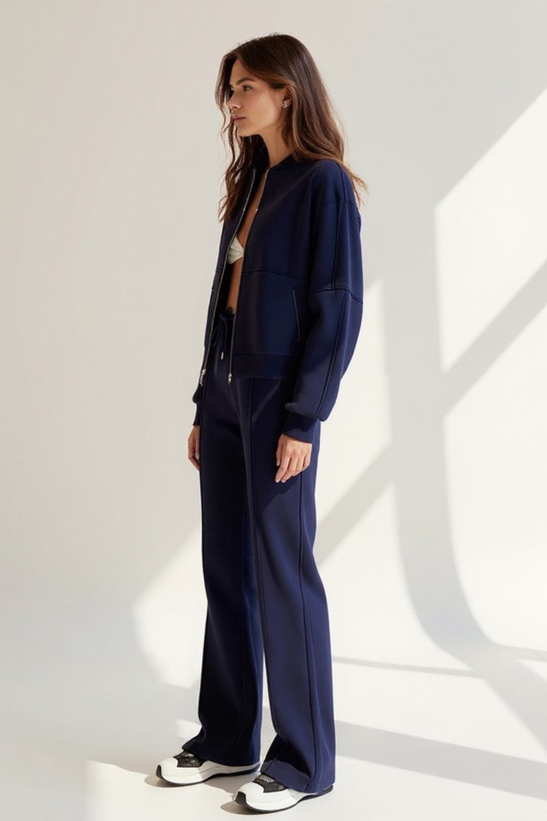 Ensemble Décontracté avec Veste Zippée et Pantalon Large | Deux Pièces | Confort Sportif