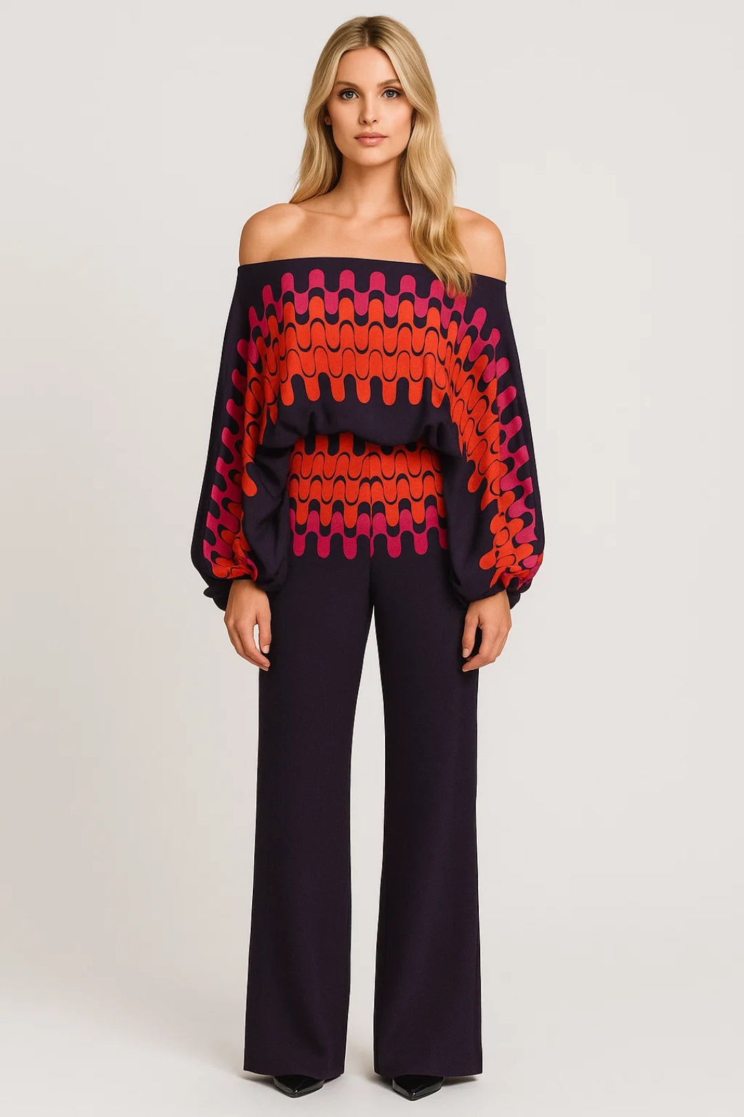 Ensemble Femme - Top Épaules Dénudées et Pantalon Évasé | Été