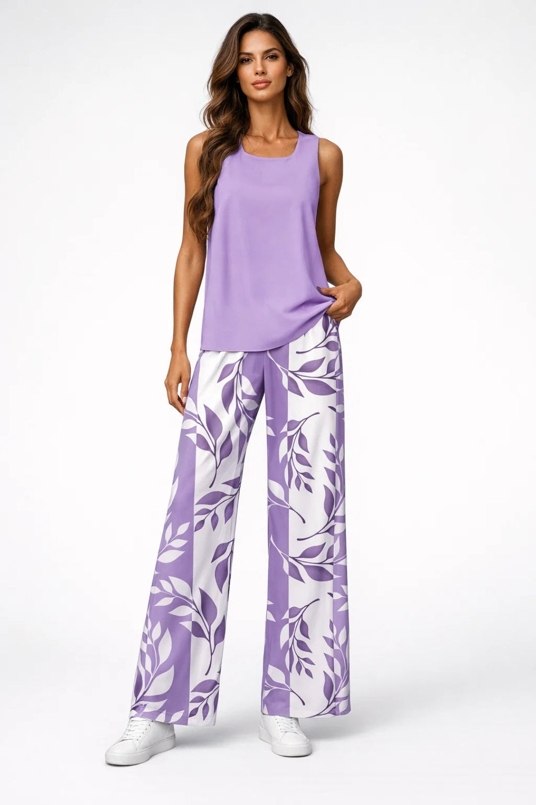 Ensemble Femme | pantalon large & imprimé floral | débardeur fluide pour Été