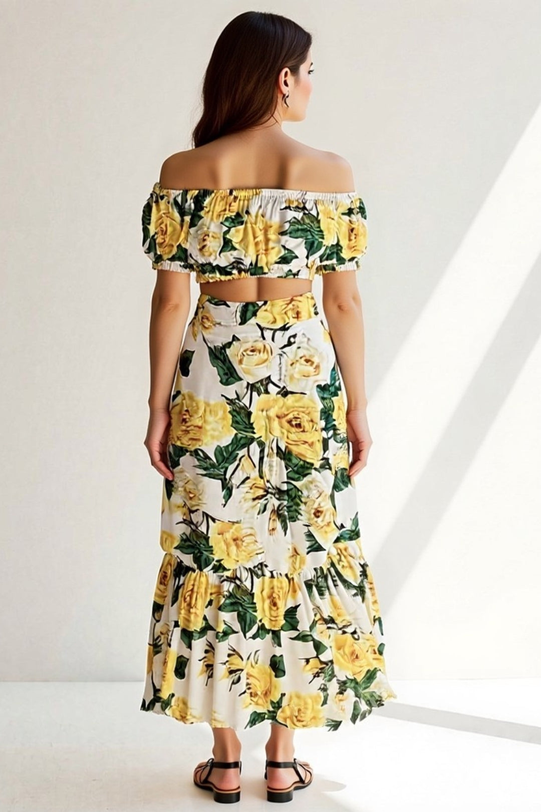 Ensemble Fleuri | Épaules Dénudées | Style Bohème d’Été