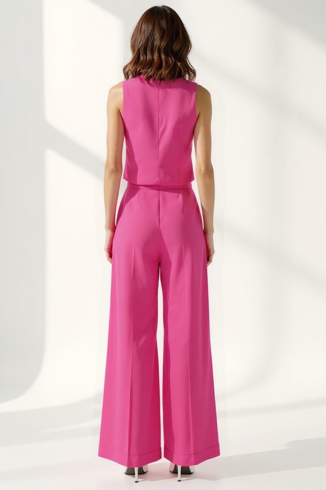 Ensemble Gilet Sans Manches et Pantalon Large | Style Tailleur Moderne | Élégance Chic