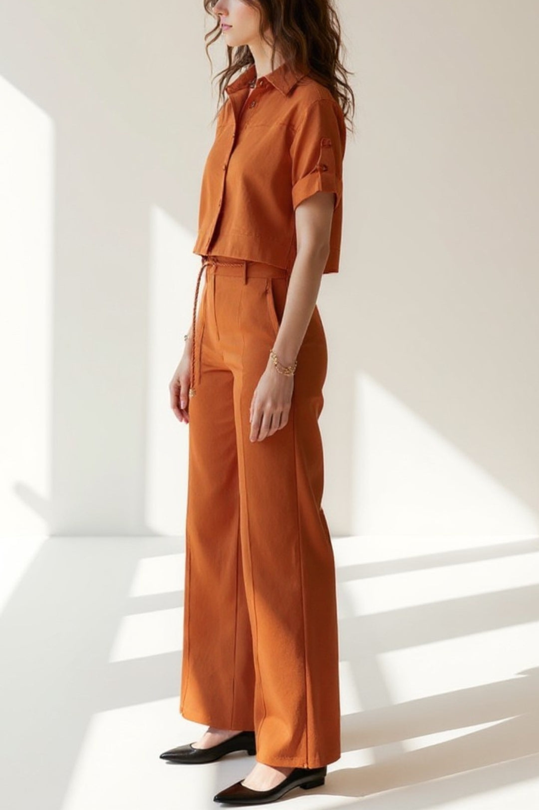 Ensemble Lin Deux Pièces | Look Estival Décontracté | Coupe Large et Élégante