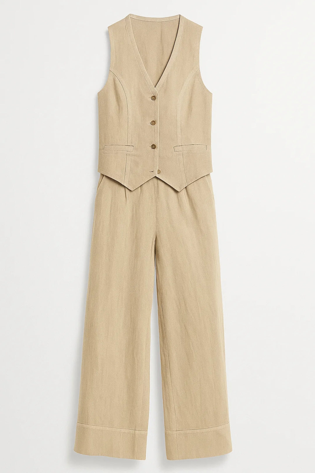 Ensemble Lin Femme | Gilet Cintré et Pantalon Large | Léger et Naturel