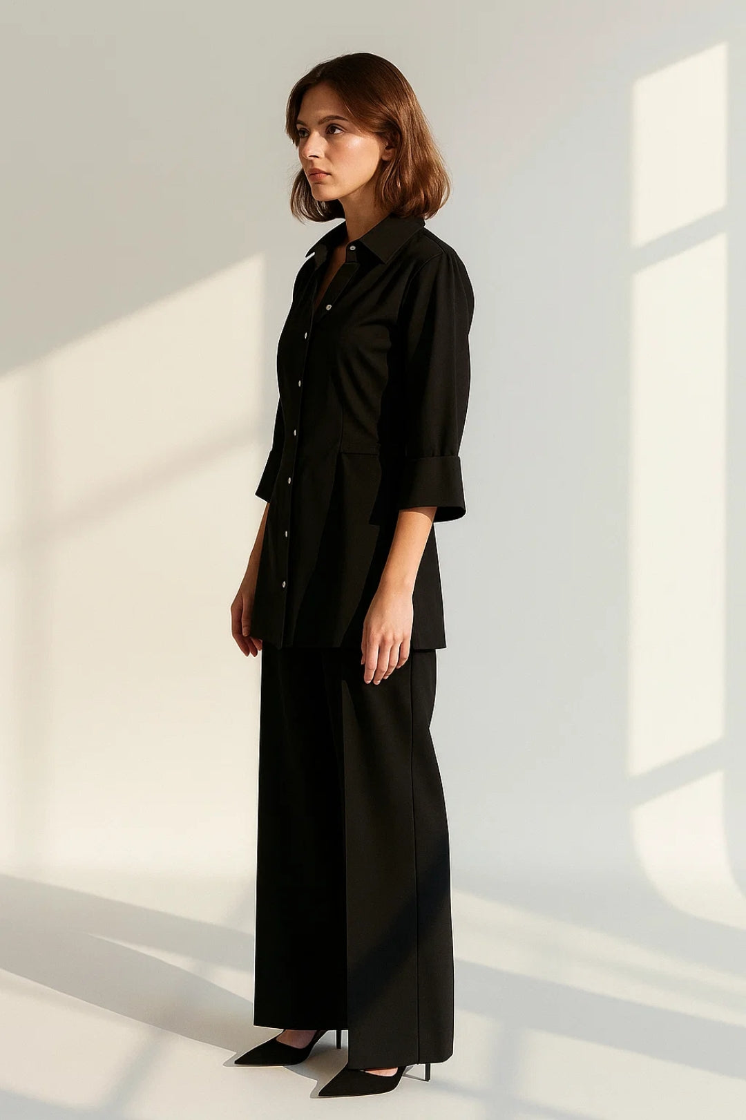 Ensemble Pantalon et Chemise Longue | Noir | Élégant et Confortable