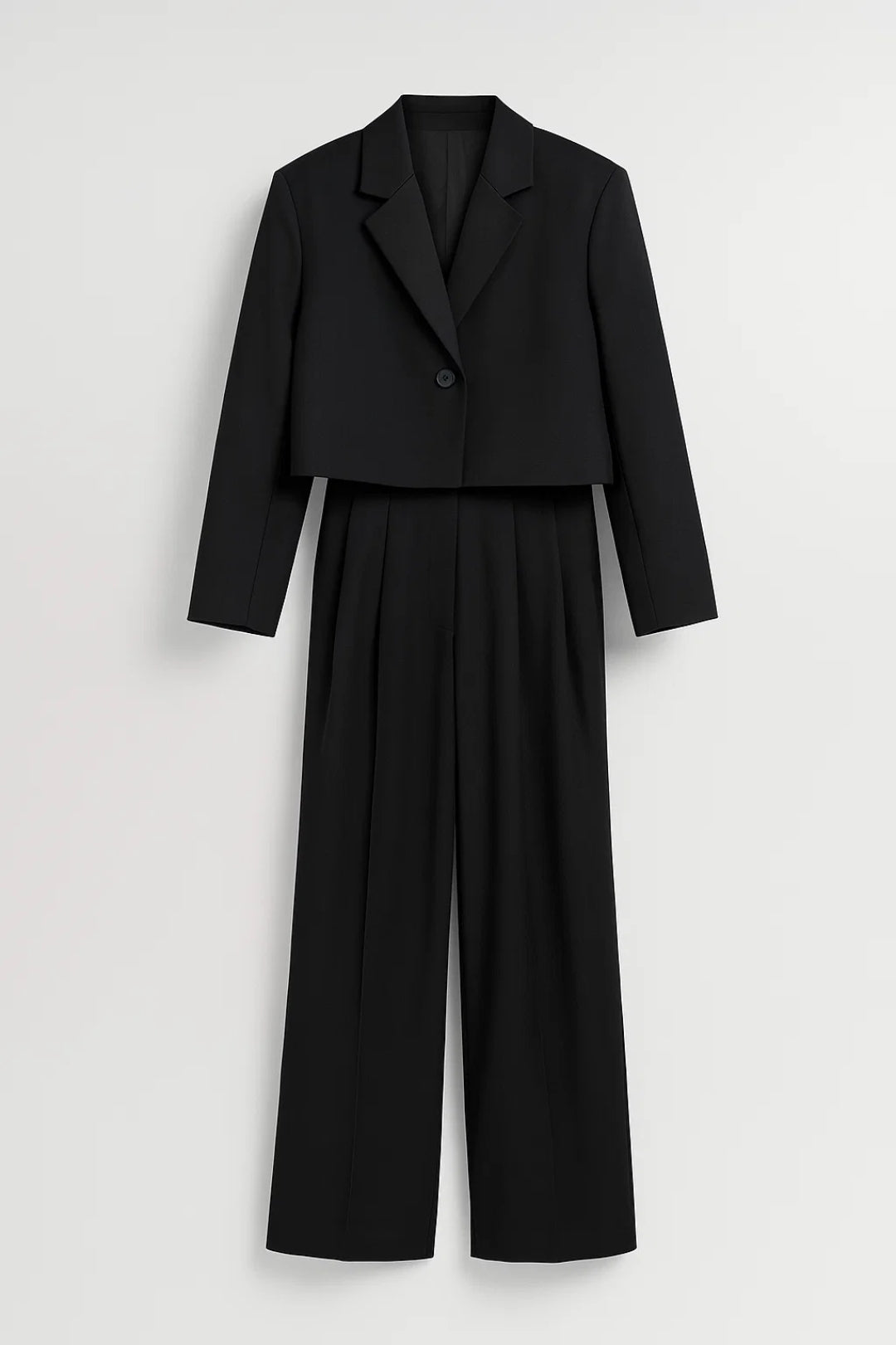 Ensemble Pantalon et Veste Courte | Noir Élégant | Look Moderne et Structuré