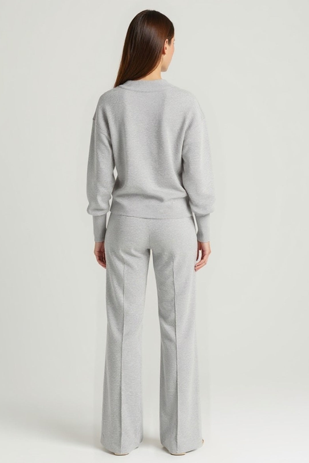 Ensemble Pull Col V et Pantalon Large | Maille Douce | Confort Décontracté