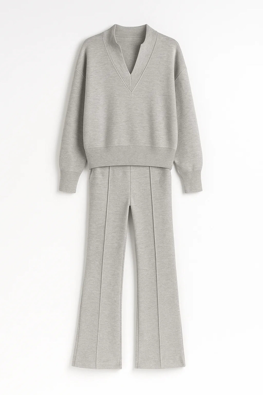 Ensemble Pull Col V et Pantalon Large | Maille Douce | Confort Décontracté