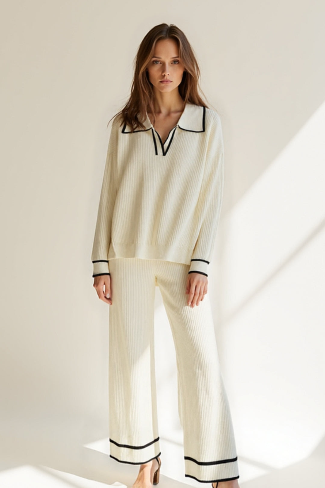 Ensemble Pull et Pantalon | Maille Côtelée | Élégant et Confortable