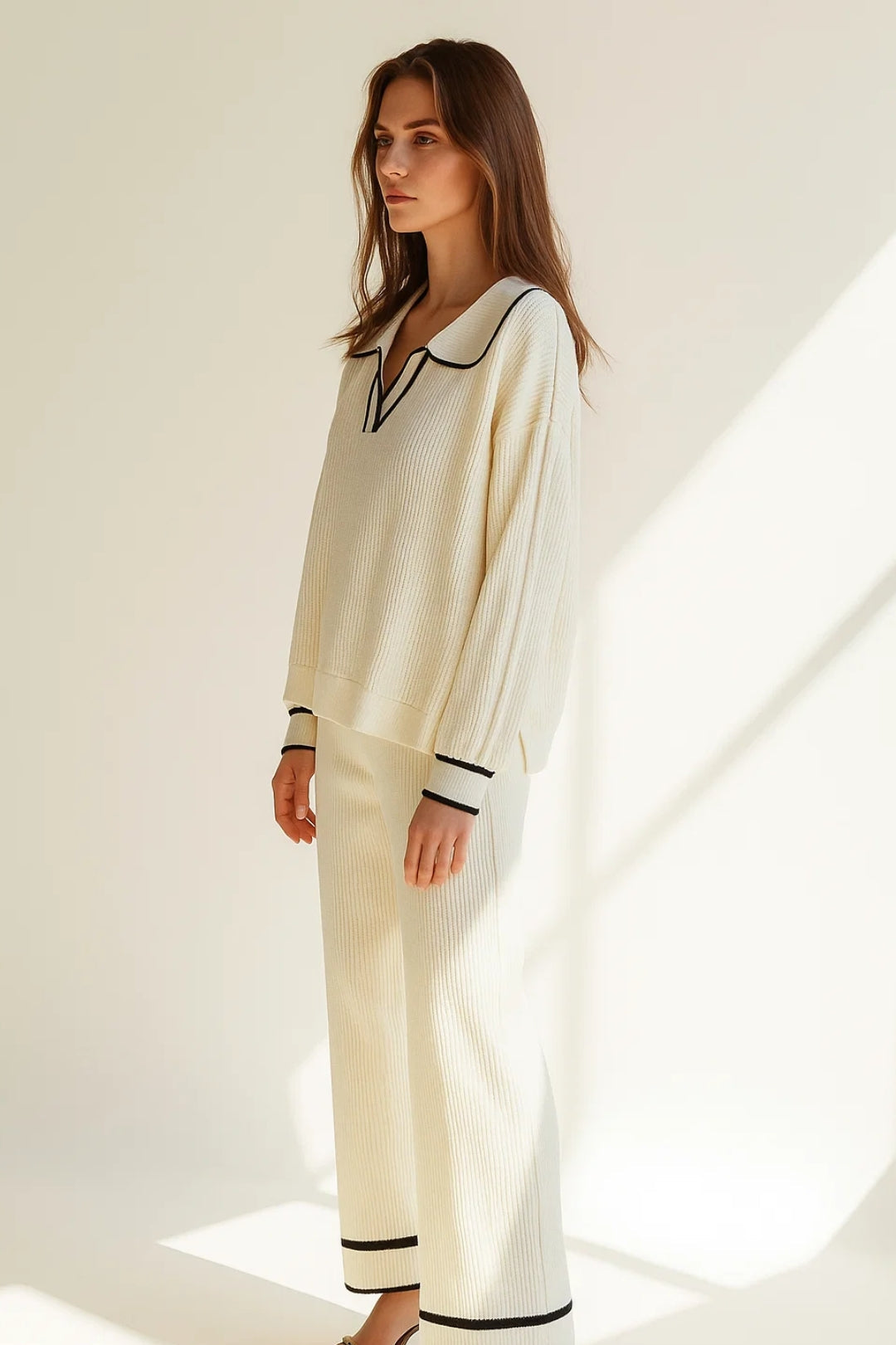 Ensemble Pull et Pantalon | Maille Côtelée | Élégant et Confortable