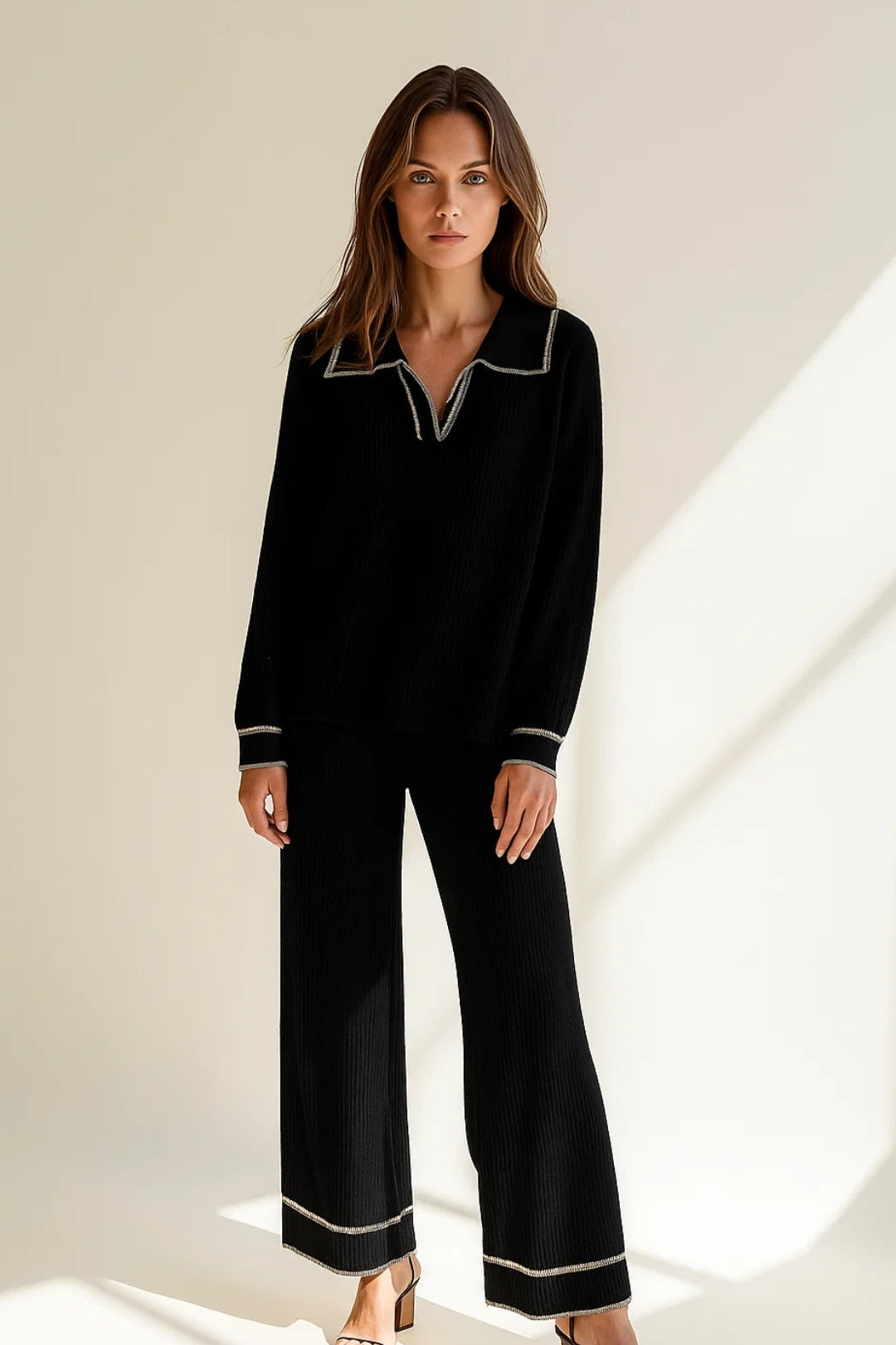 Ensemble Pull et Pantalon | Maille Côtelée | Élégant et Confortable