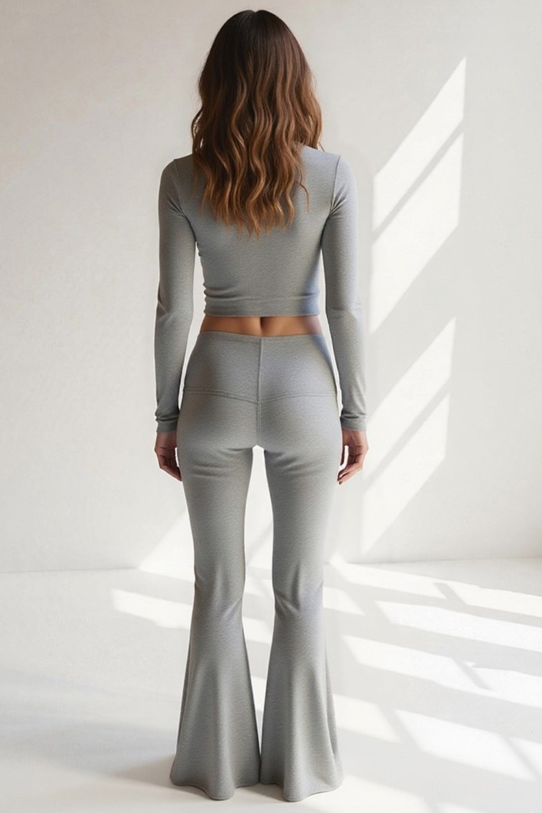 Ensemble Stretch à Manches Longues | Gris Chiné | Ajusté et Confortable