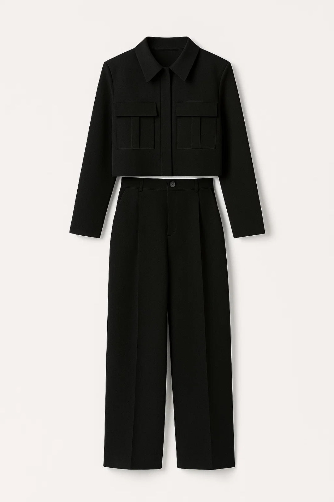 Ensemble Tailleur Moderne | Veste Courte et Pantalon Taille Haute | Léger et Respirant