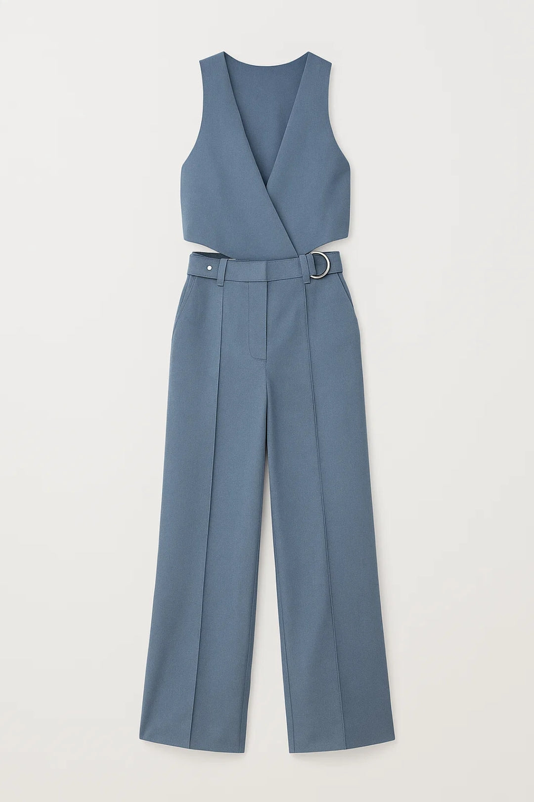 Ensemble Tailleur Sans Manches Femme | Haut Croisé Ceinturé et Pantalon Large | Moderne et Structuré
