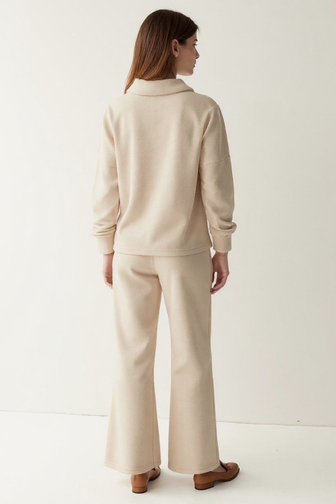 Ensemble Tricot Décontracté | Col Montant Doux | Beige Chaleureux