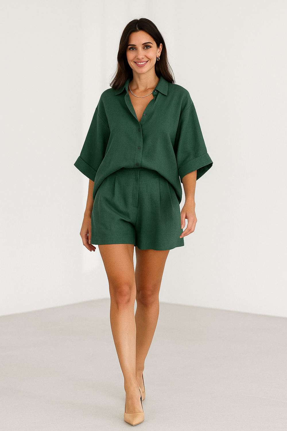 Ensemble d’Été Femme | Chemise Ample et Short | Léger et Décontracté