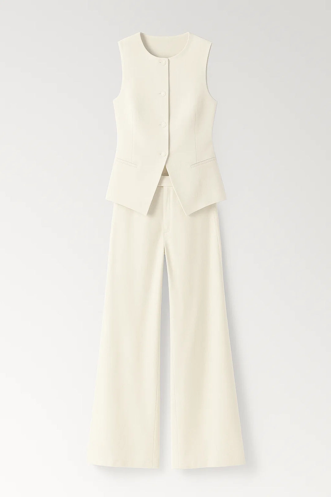 Ensemble gilet sans manches et pantalon large | Coupe élégante | Style chic minimaliste