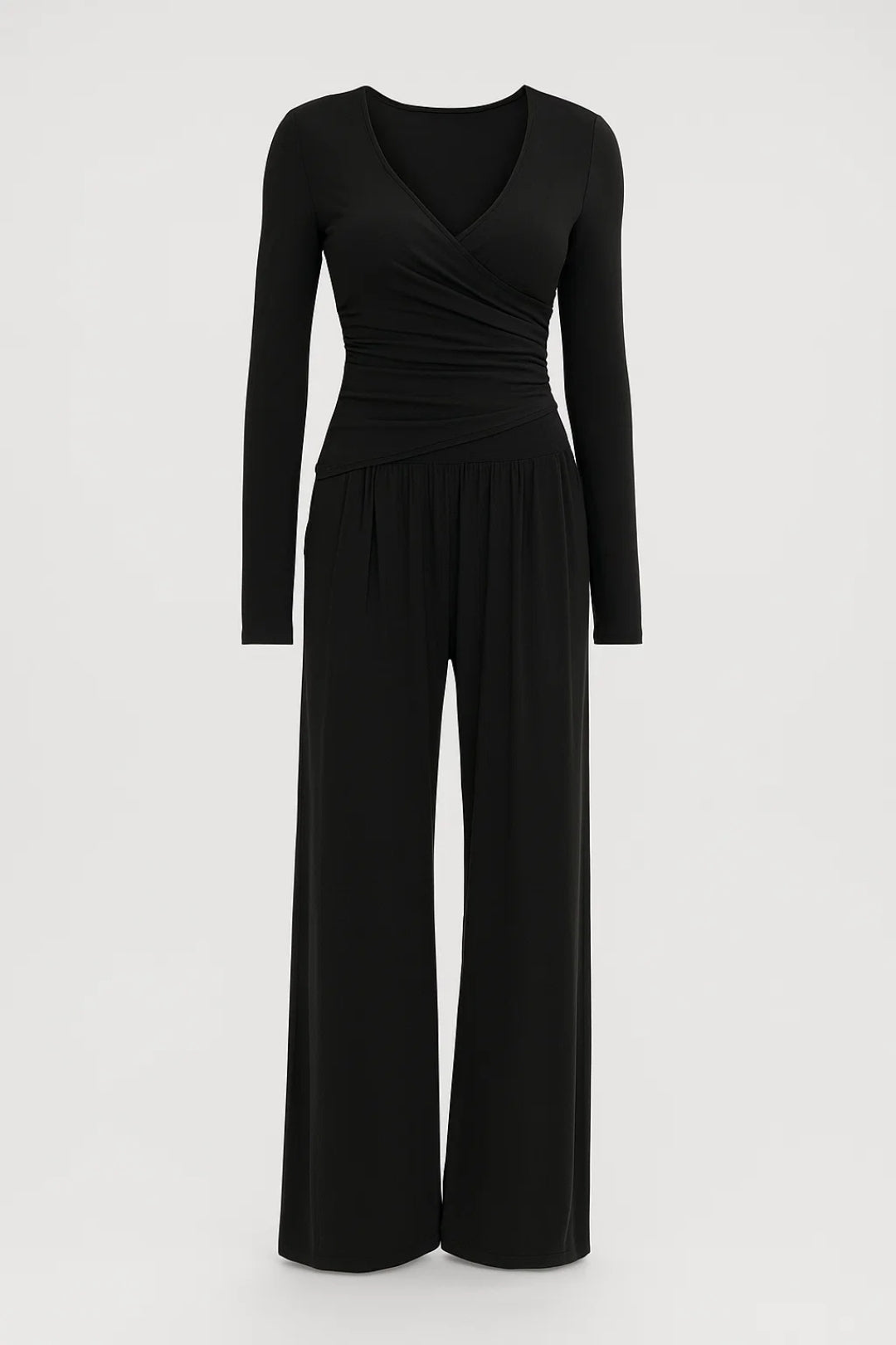 Ensemble Élégant Croisé | Haut Ajusté et Pantalon Large | Léger et Respirant