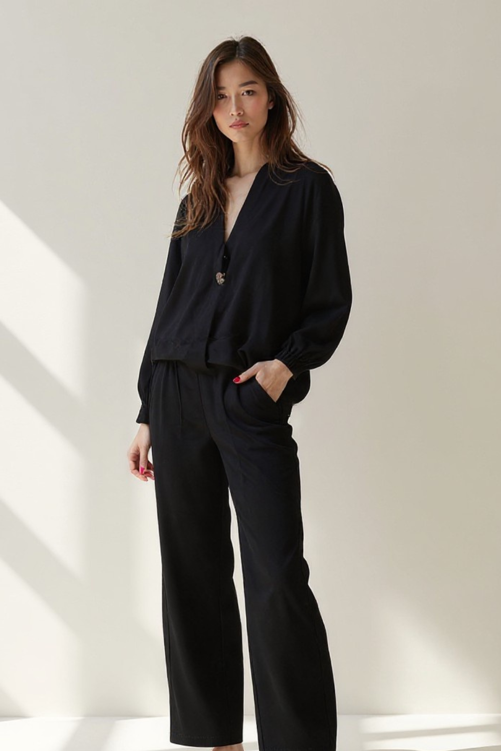 Ensemble 2 pièces Femme | Veste Oversize à Manches Kimono | Pantalon Taille Haute
