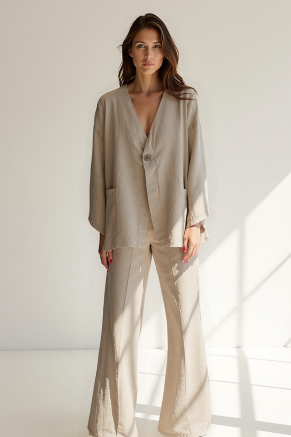Ensemble 2 pièces Femme | Veste Oversize à Manches Kimono | Pantalon Taille Haute