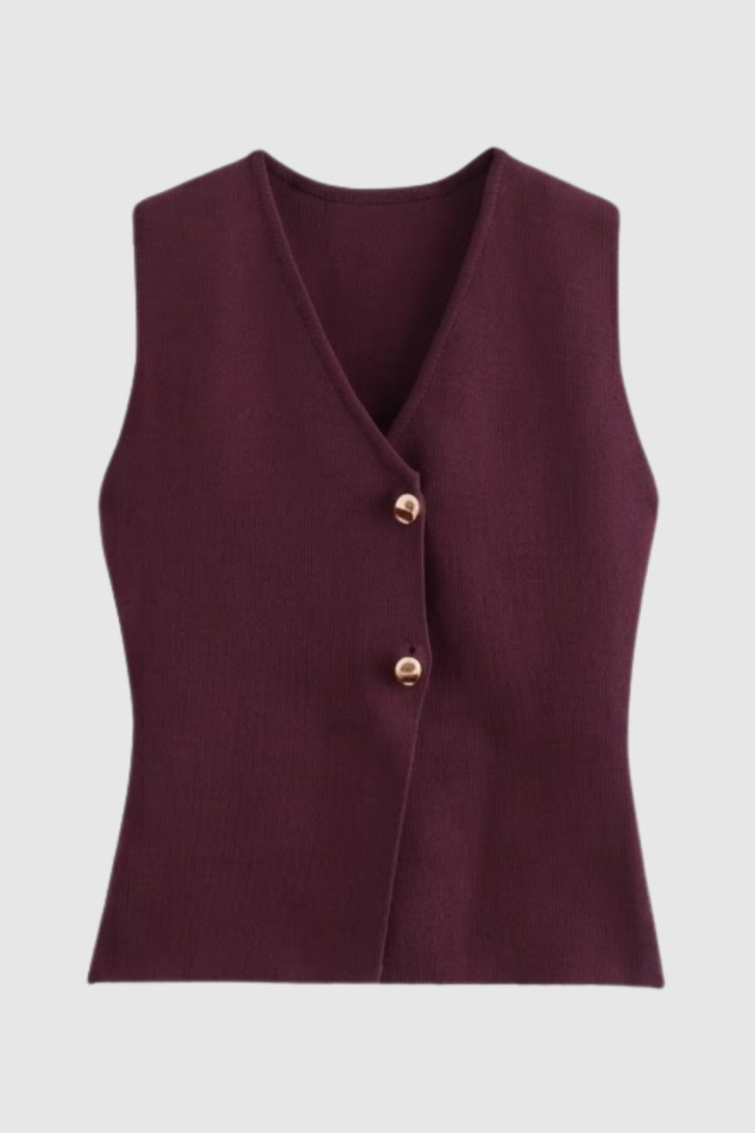 Gilet Femme - Tricoté Sans Manches Col V | Boutons Dorés