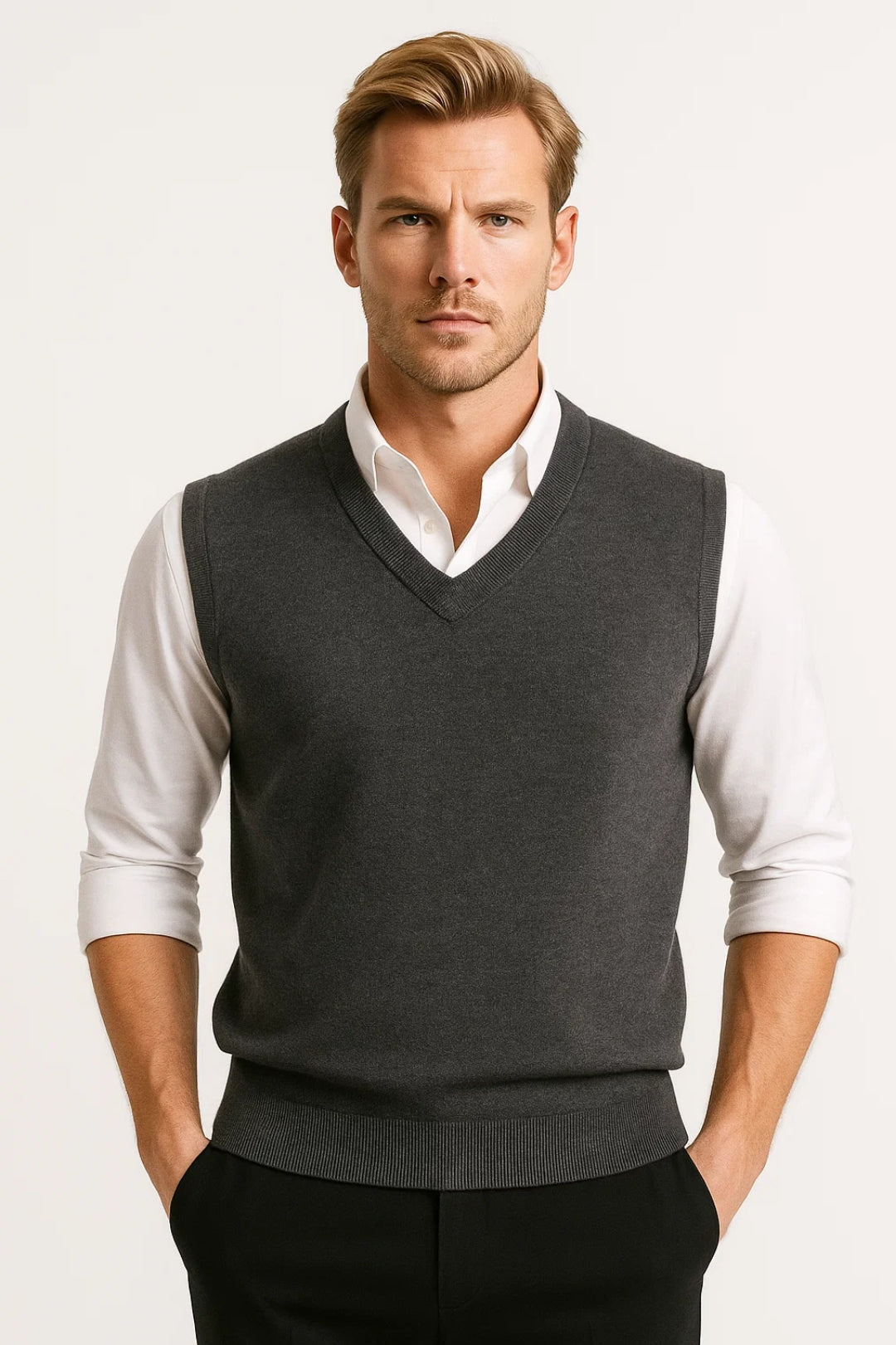 Gilet Homme | col V | design texturé et léger pour Mi-Saison