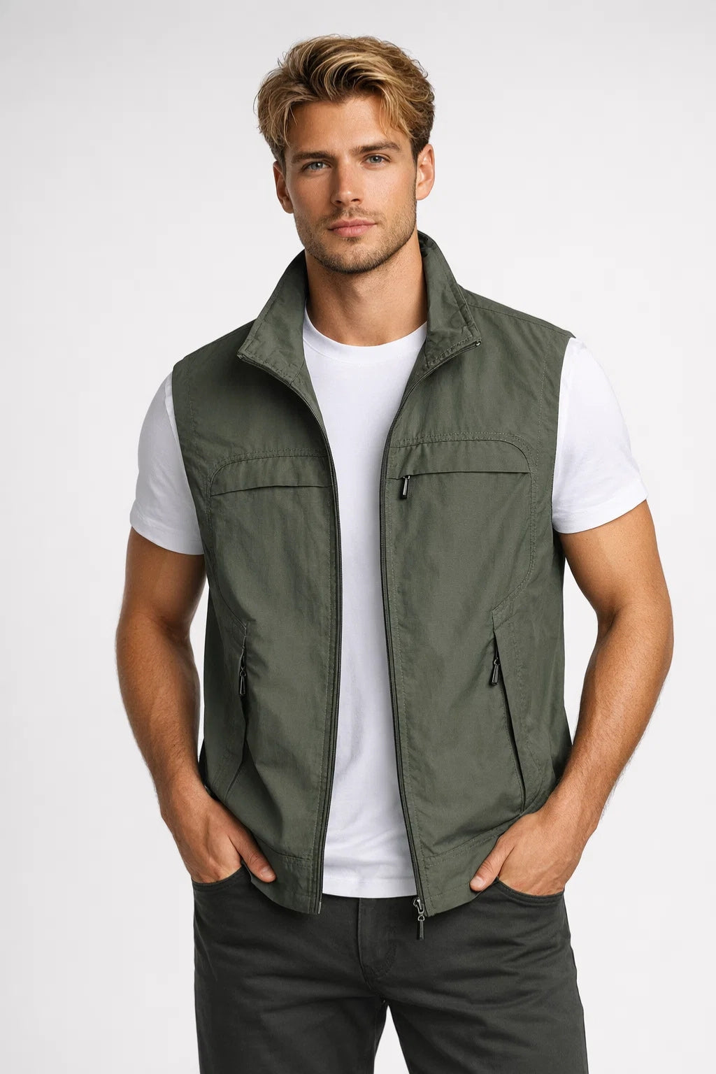 Gilet Homme | léger & respirant | poches zippées fonctionnelles pour Été