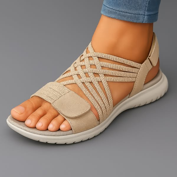 Juliette - Sandales Orthopédiques Femme Décontractées à Lanières Élastiques Croisées et Semelle Sport
