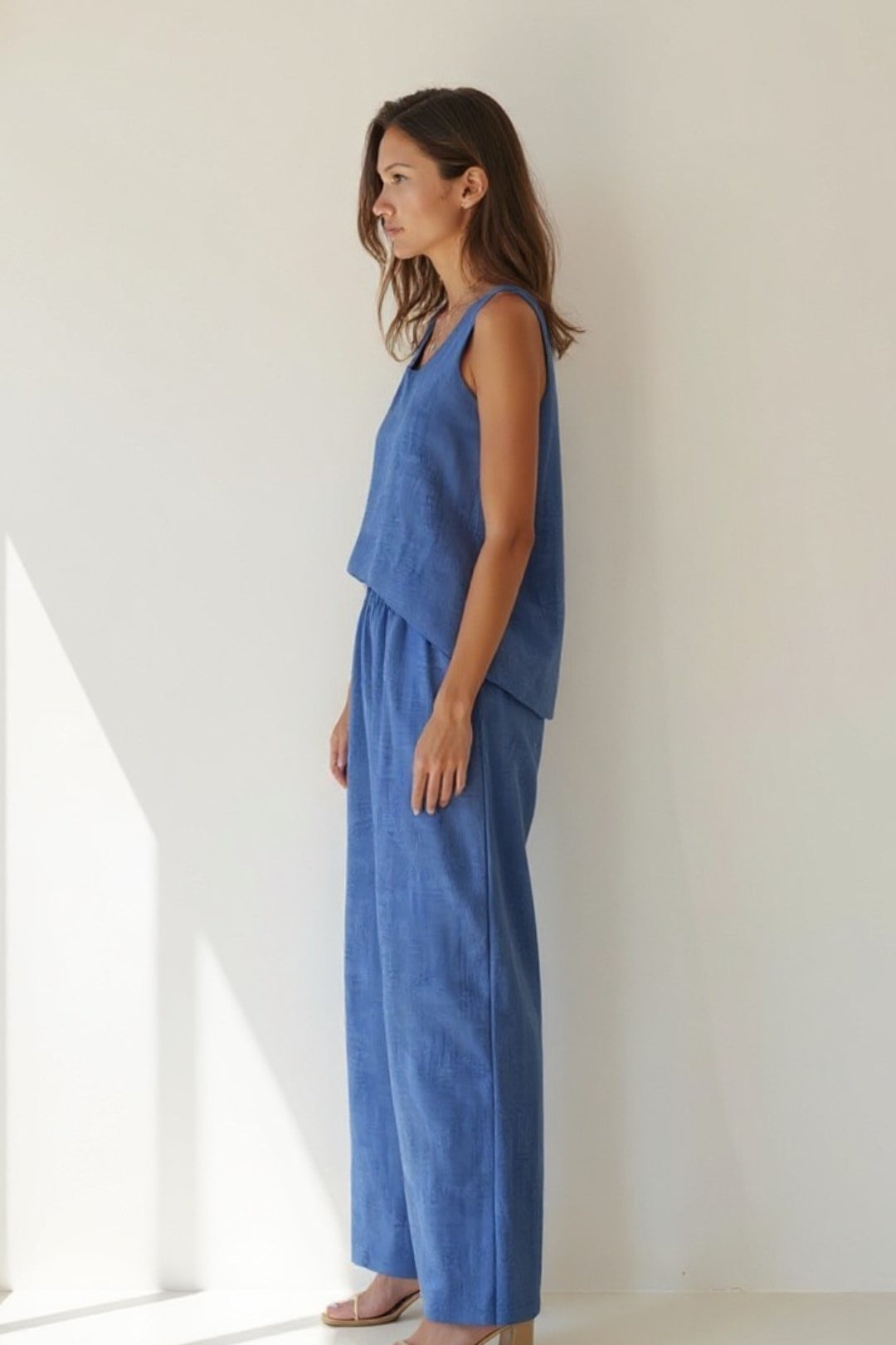 Ensemble Décontracté Sans Manches | Haut Dos Détail Crochet | Pantalon Large