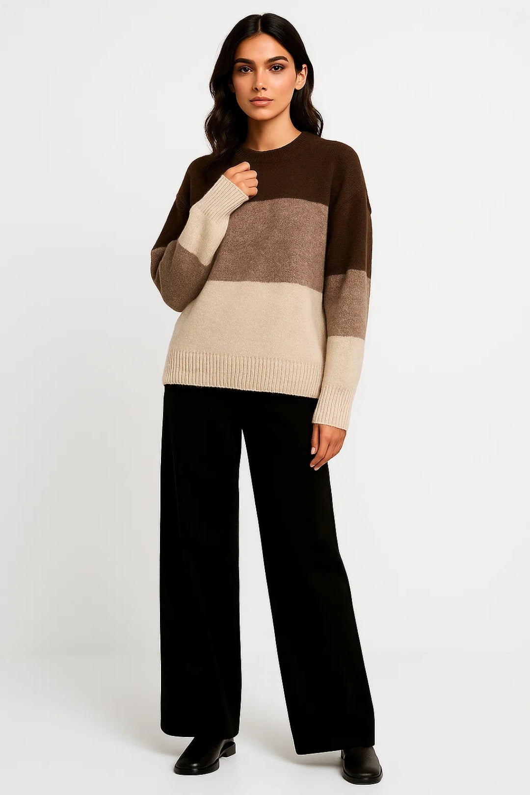 Pull Rayé Femme | Pull à Col Rond Décontracté | Doux et Confortable