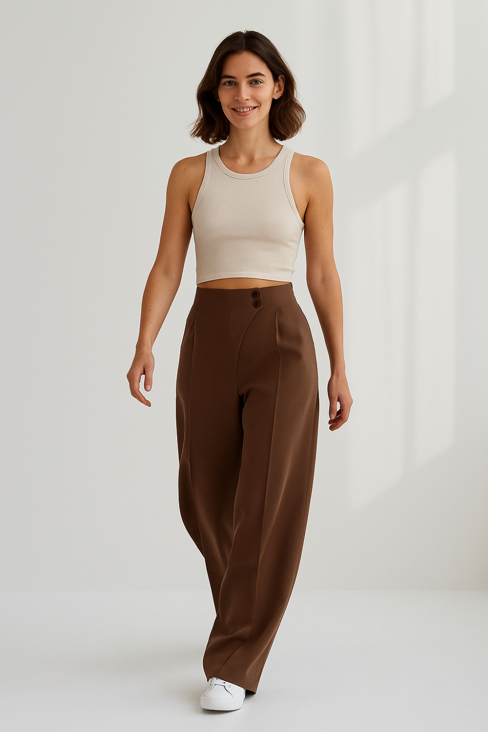 Pantalon Taille Haute Femme | Coupe Ample | Élégant et Confortable