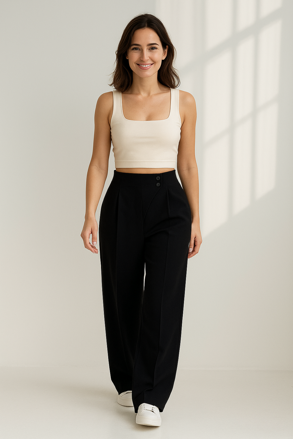 Pantalon Taille Haute Femme | Coupe Ample | Élégant et Confortable