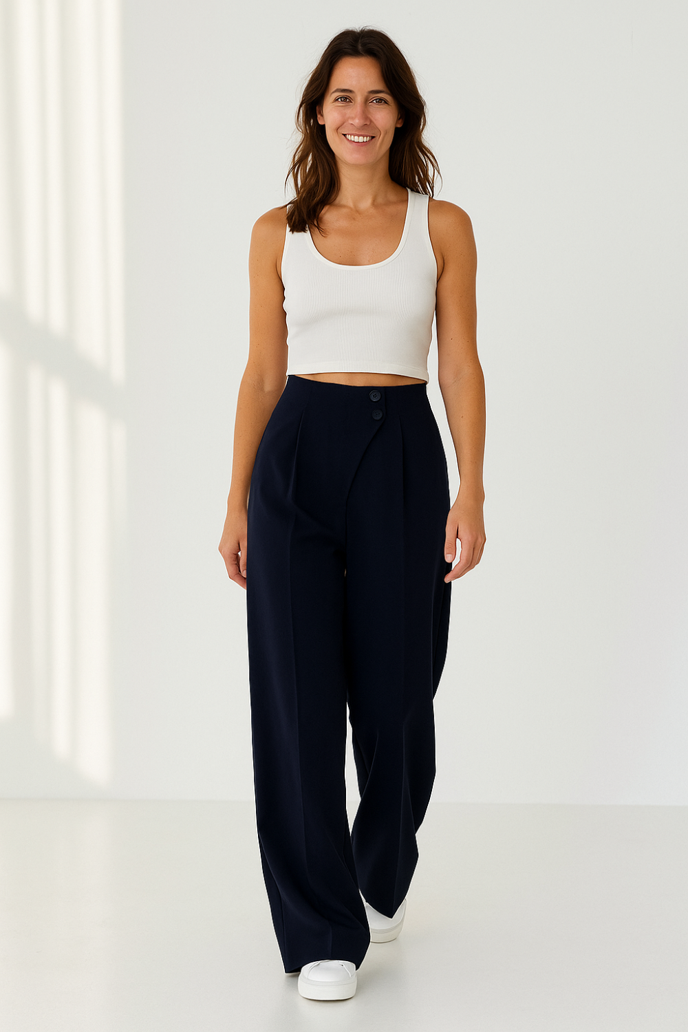 Pantalon Taille Haute Femme | Coupe Ample | Élégant et Confortable