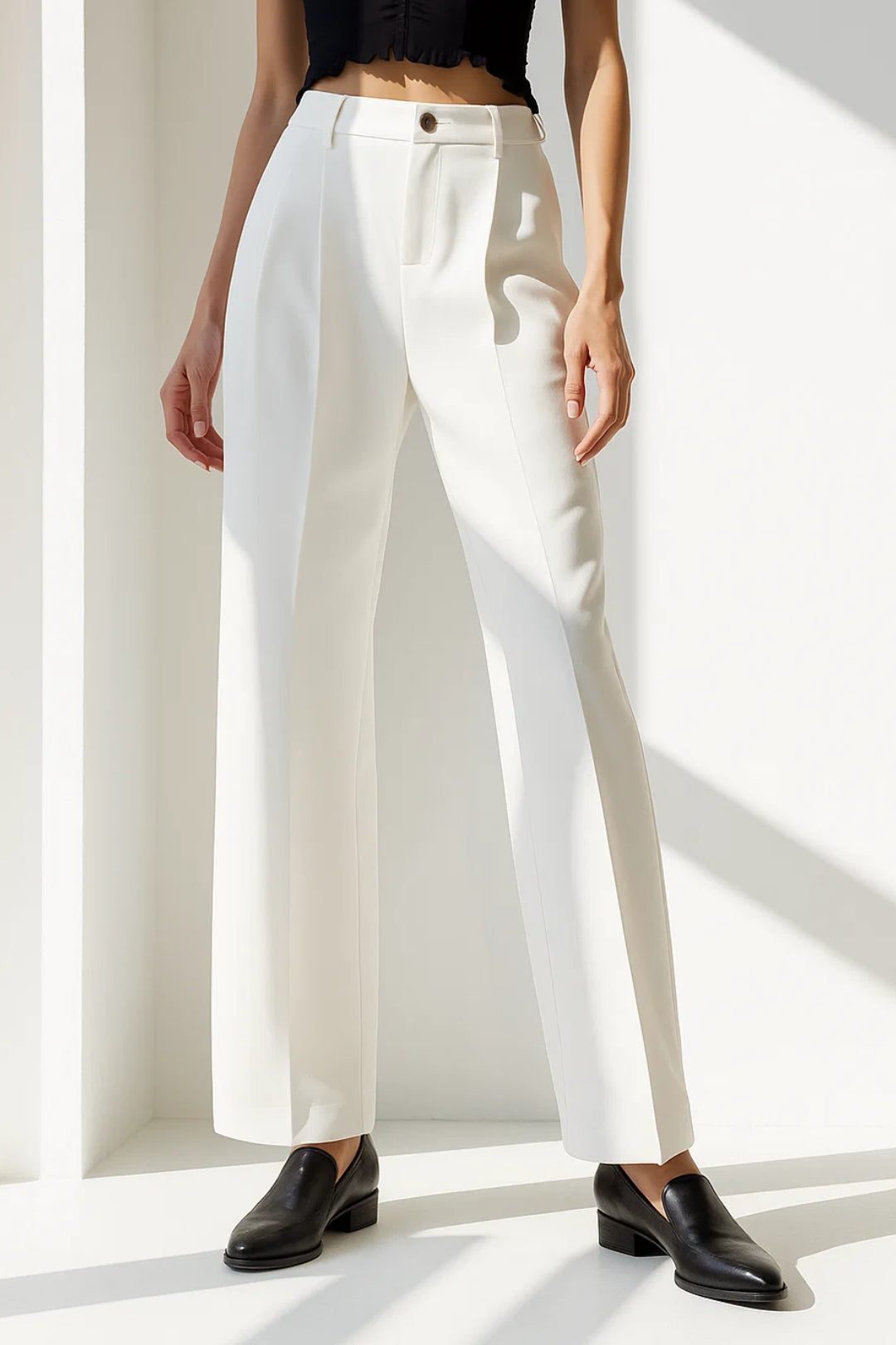 Pantalon Droit | Élégant et Confortable | Blanc