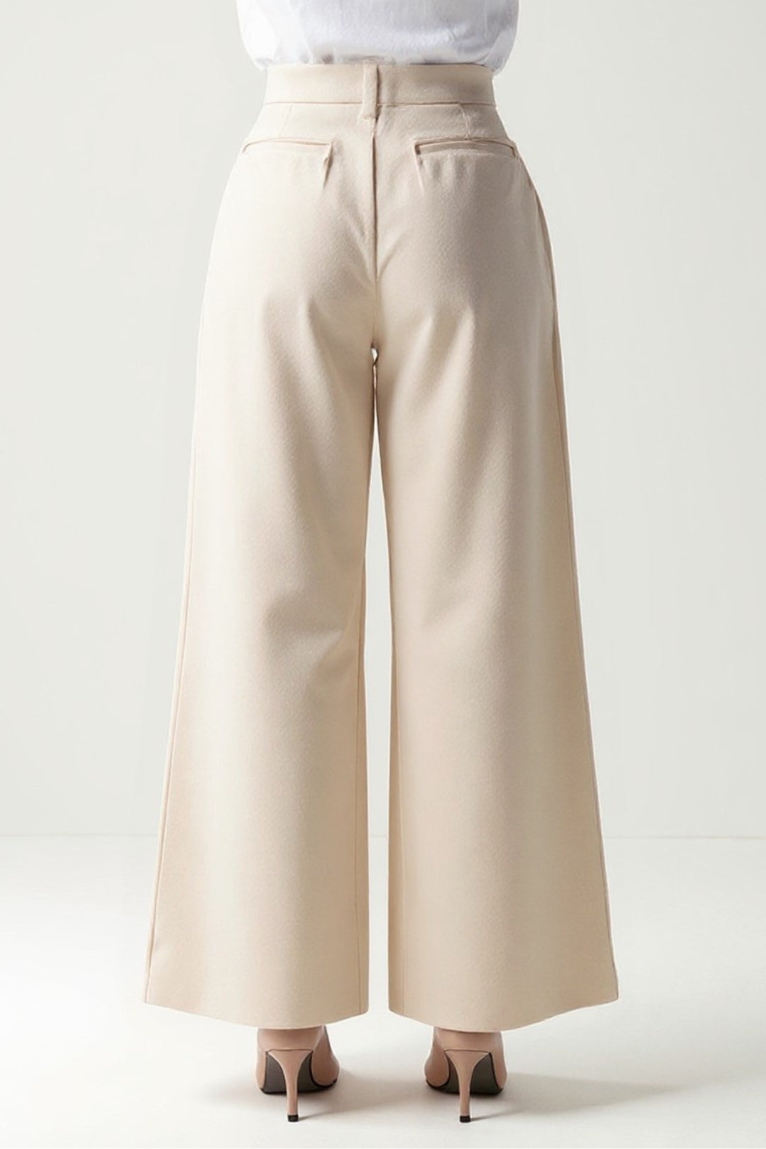 Pantalon Large Taille Haute | Beige | Élégance Minimaliste