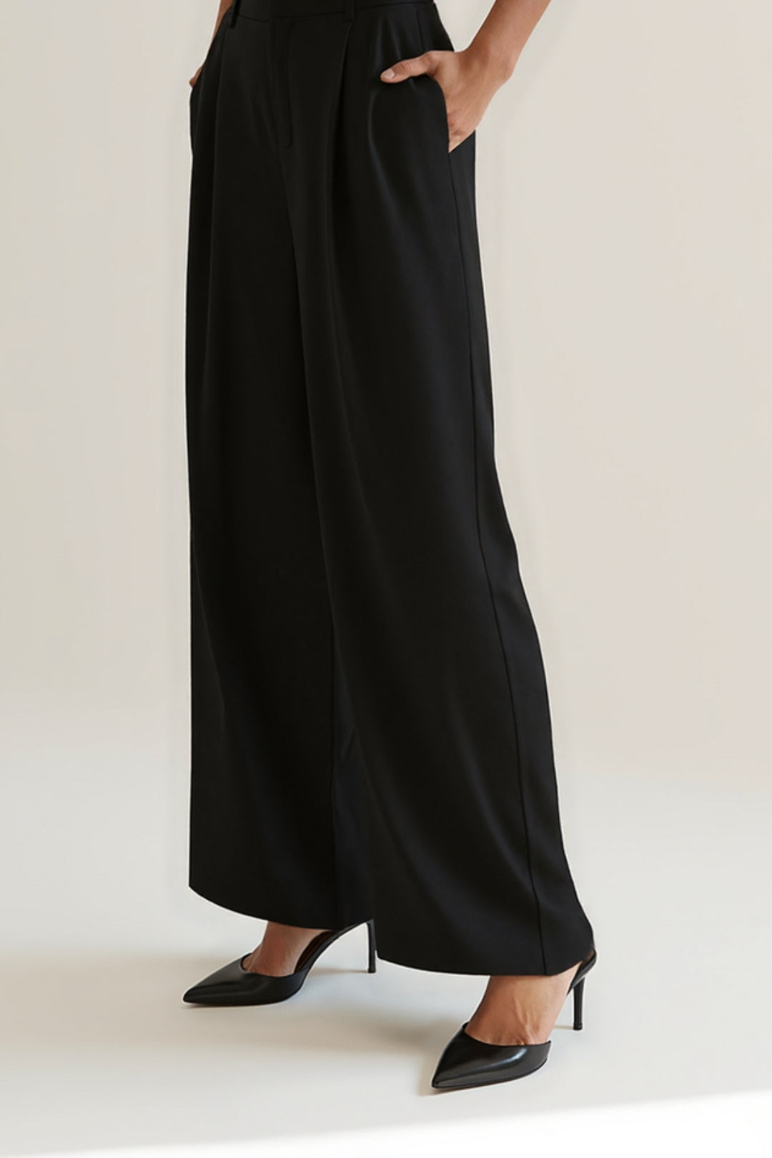 Pantalon Large Taille Haute | Noir | Élégance et Confort