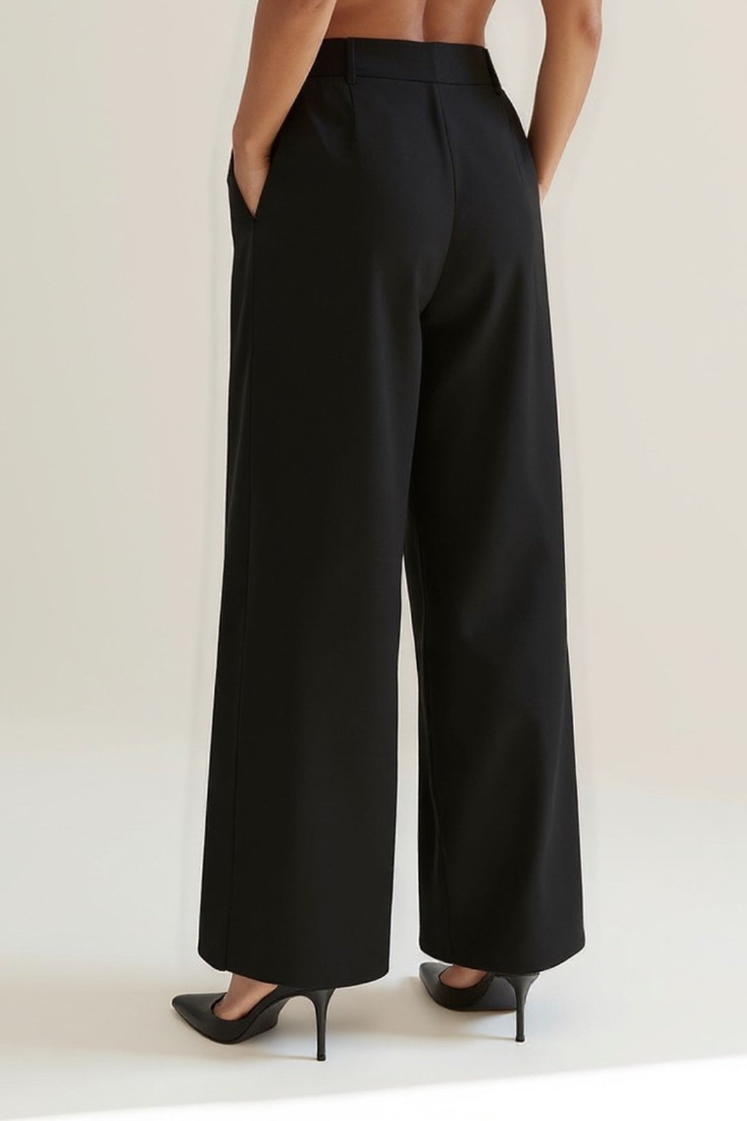 Pantalon Large Taille Haute | Noir | Élégance et Confort