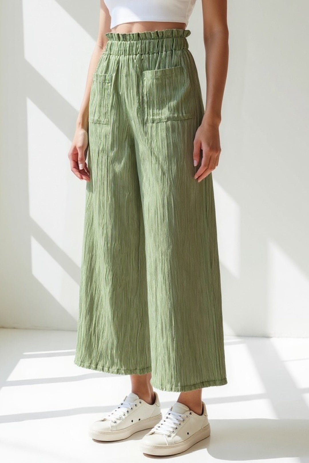 Pantalon Large à Taille Élastique | Confort et Style Décontracté | Noir, Beige, Vert