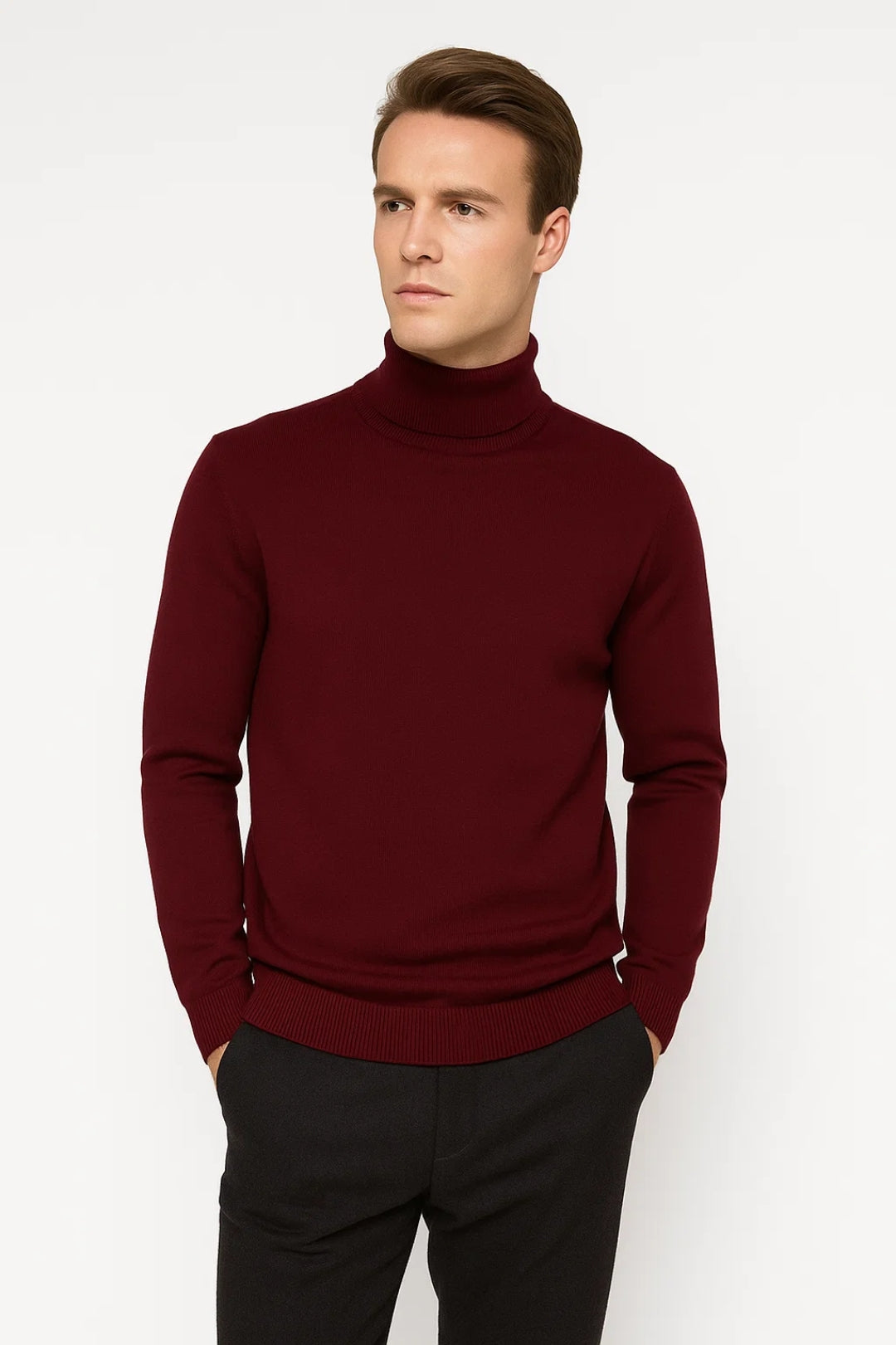 Pull Homme | Col Roulé Classique | Élégant, Sobre et Confortable pour Hiver