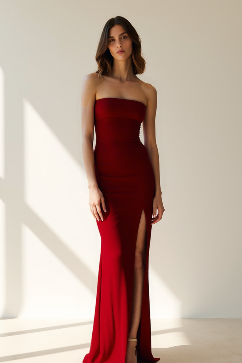 Robe Longue Femme | Bandeau Élégant | Fente Haute Fluide
